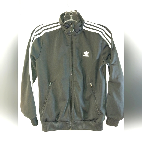 Boys Black w/White Sleeve Stripe Jacket. Size M/10-12 - Picture 1 of 5